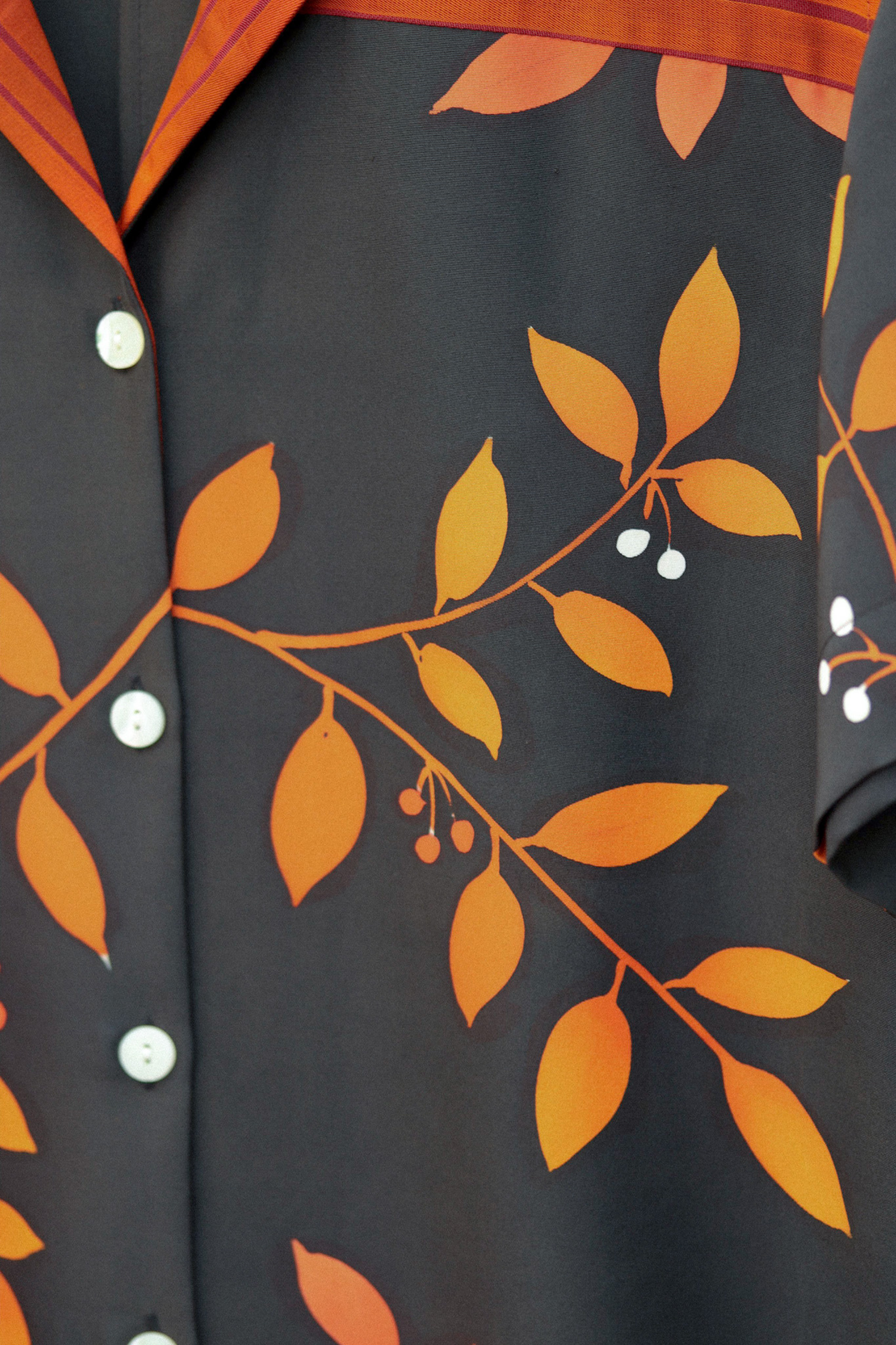 Women's Black & Orange Kimono Shirts