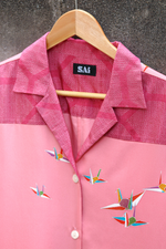 Load image into Gallery viewer, Women&#39;s Pink Crane Kimono Shirts
