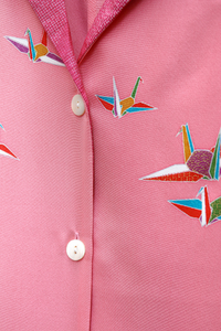 Women's Pink Crane Kimono Shirts