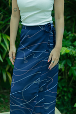 画像をギャラリービューアに読み込む, Navy Line-Kimono wrap skirt

