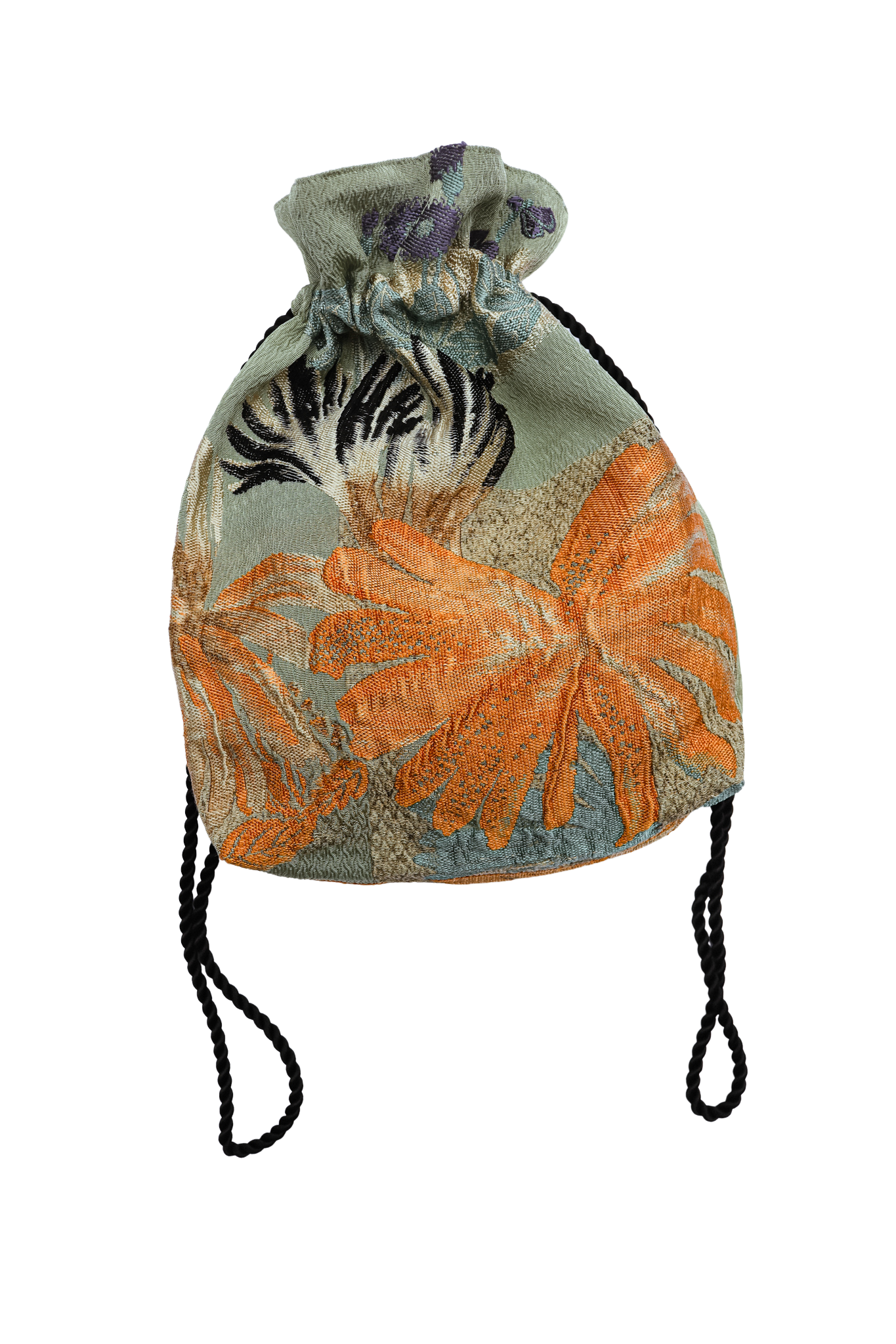 Botanical Flower-Kinchaku bag