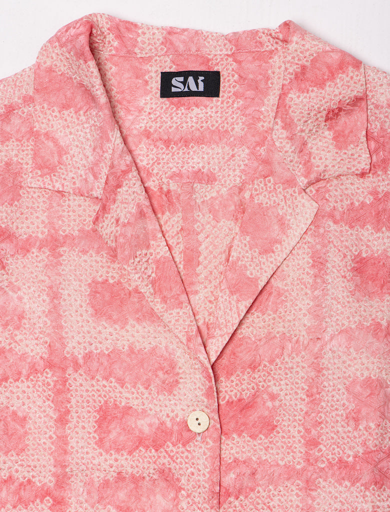 Baby Pink Shibori Crop Shirt