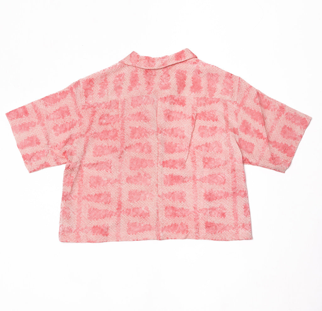 Baby Pink Shibori Crop Shirt