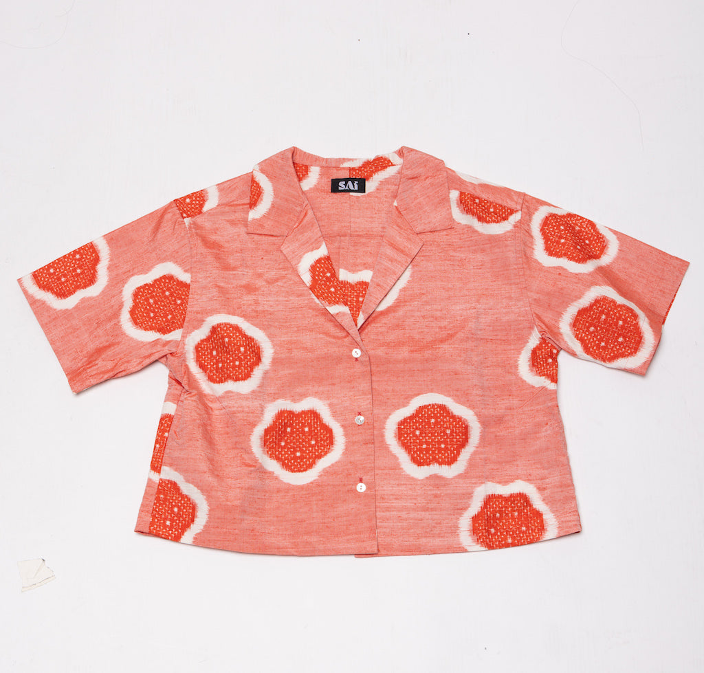 Red Flower Crop Shirt