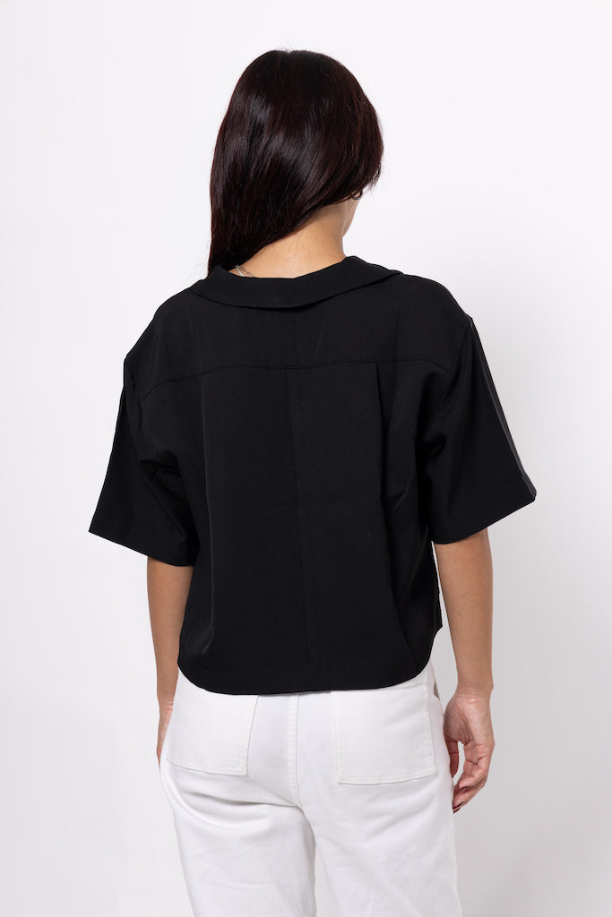 Black Crane Crop Shirt