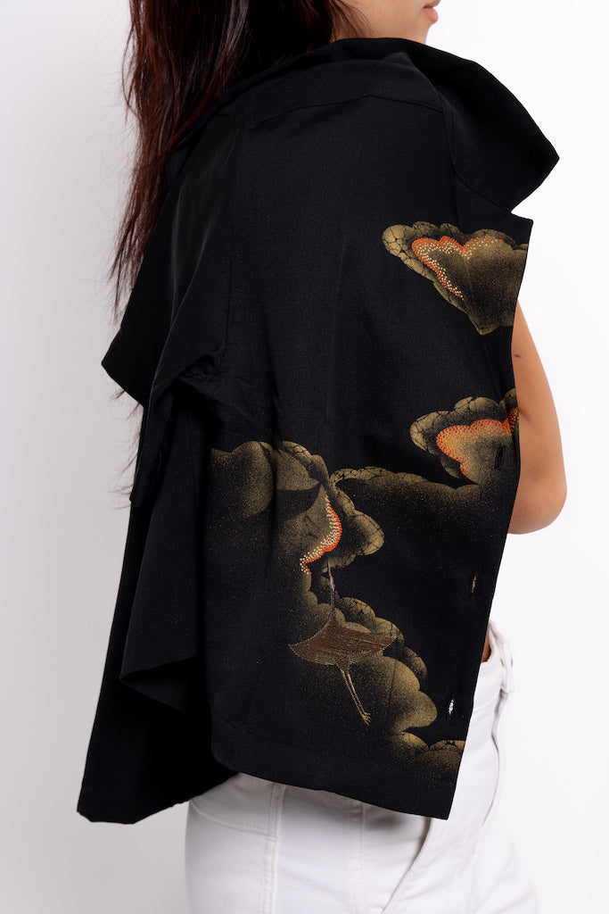 Black Crane Crop Shirt