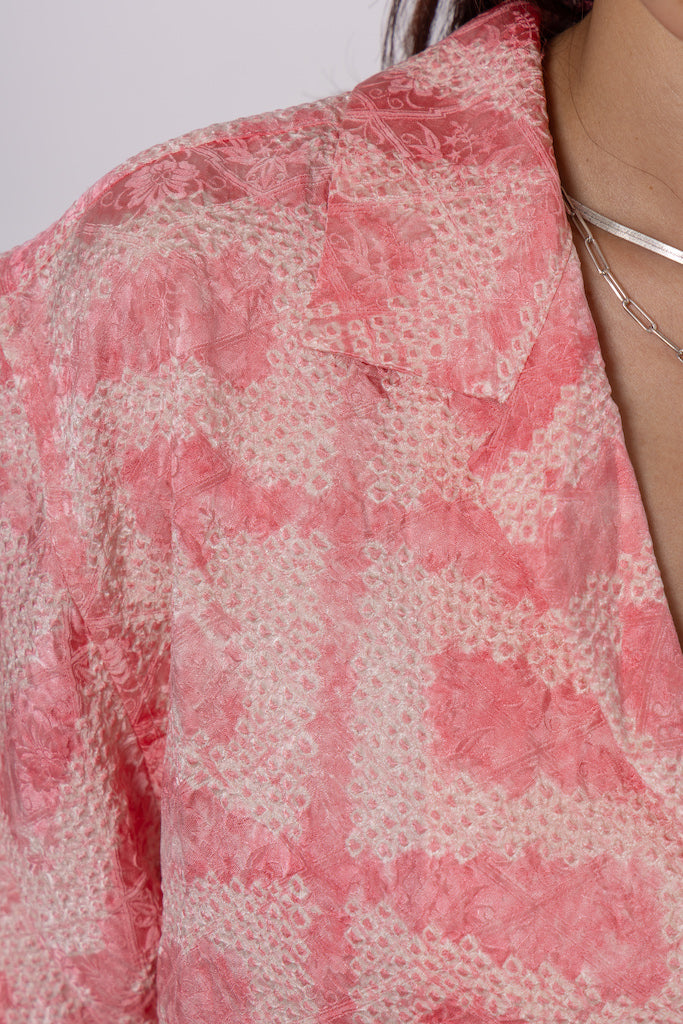 Baby Pink Shibori Crop Shirt