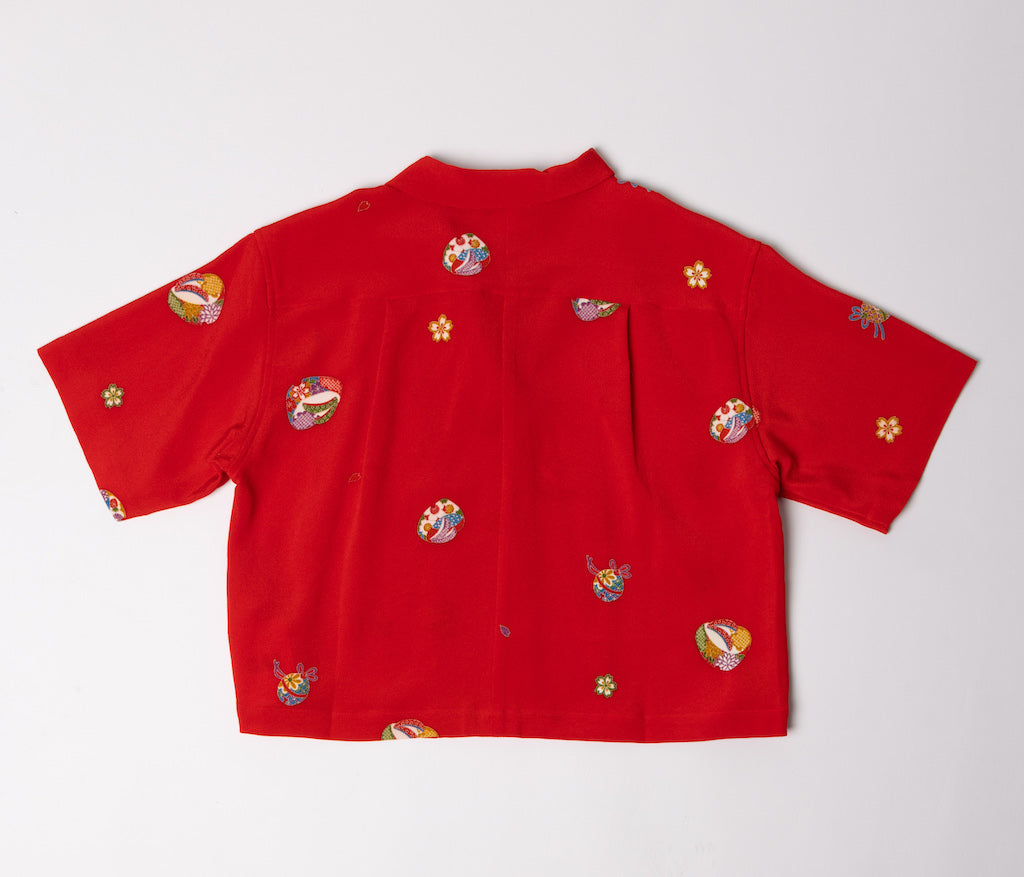 Red Paper Balloons Crop Shirt