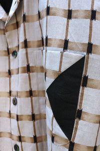 Beige gray Yukata shirts(Black pocket)