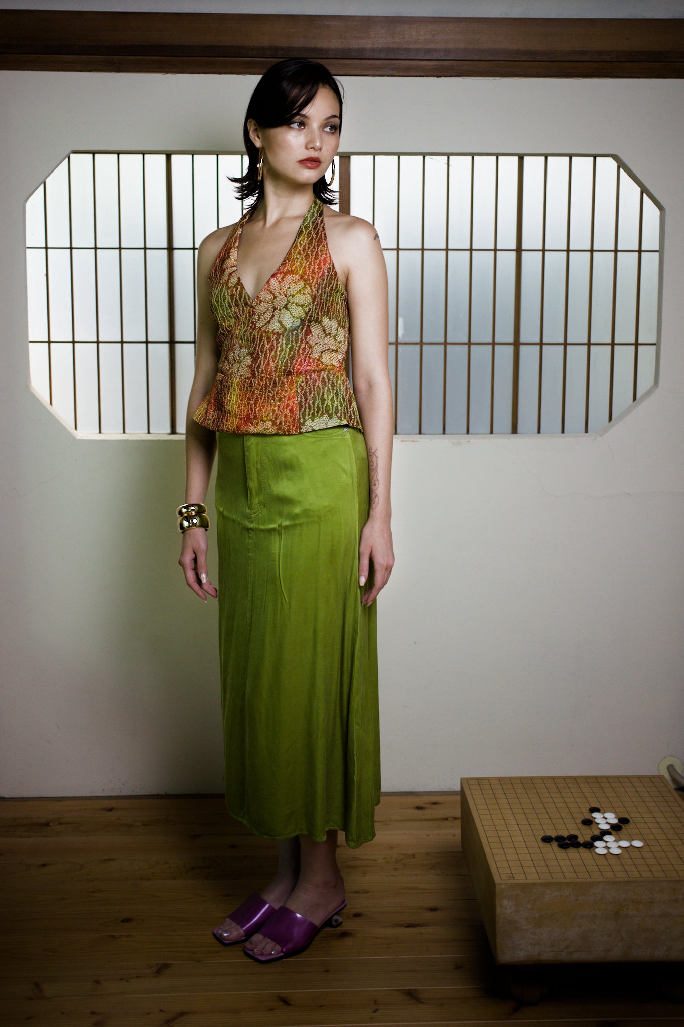 Halter Top-Green Tie-dye