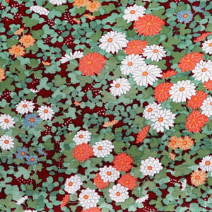  Kimono Brown Jacket Flowers Fabric