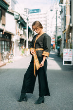 Load image into Gallery viewer, Black and  Orange Japanese Kimono Jacket 
