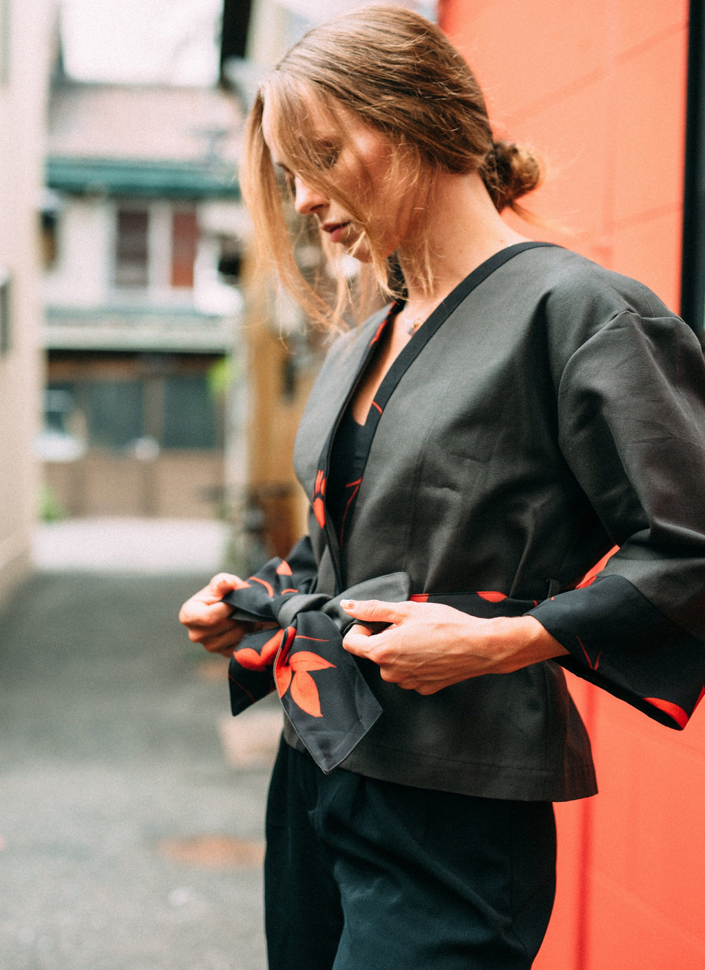 Black and Red Kimono Jacket