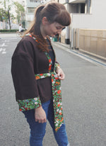 画像をギャラリービューアに読み込む, Red Green Flower Kimono Brown Jacket 
