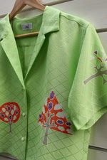 画像をギャラリービューアに読み込む, Neon Green-Crop Kimono Hawaiian Shirt
