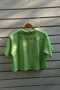 Neon Green-Crop Kimono Hawaiian Shirt