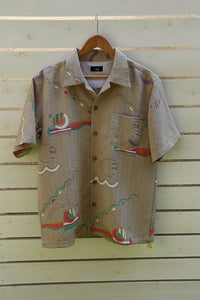 Gray-Kimono Hawaiian Shirt