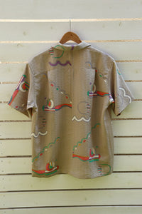Gray-Kimono Hawaiian Shirt