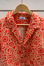 Load image into Gallery viewer, Red Flower-Crop Kimono Hawaiian Shirt

