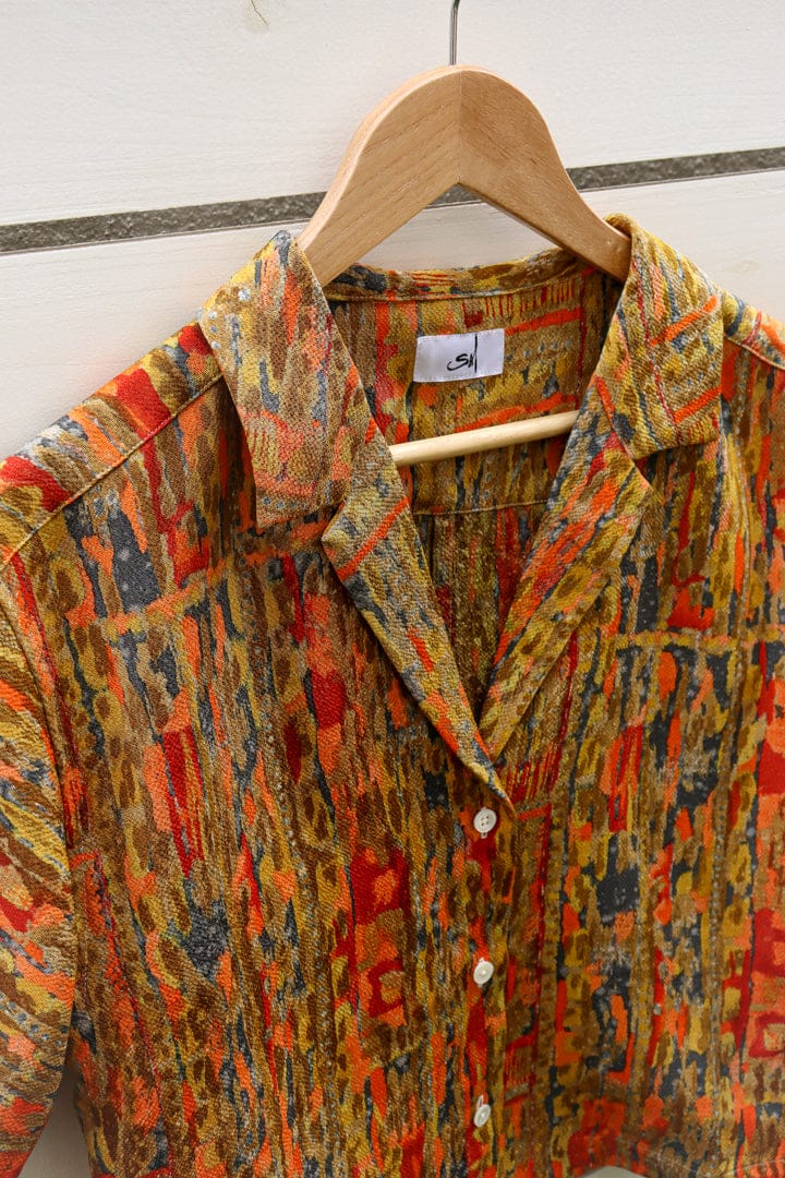 Yellow-Crop Kimono Hawaiian Shirt