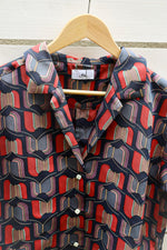 Load image into Gallery viewer, Navy Butterfly-Crop Kimono Hawaiian Shirt
