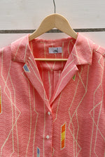 画像をギャラリービューアに読み込む, Pastel Pink-Crop Kimono Hawaiian Shirt
