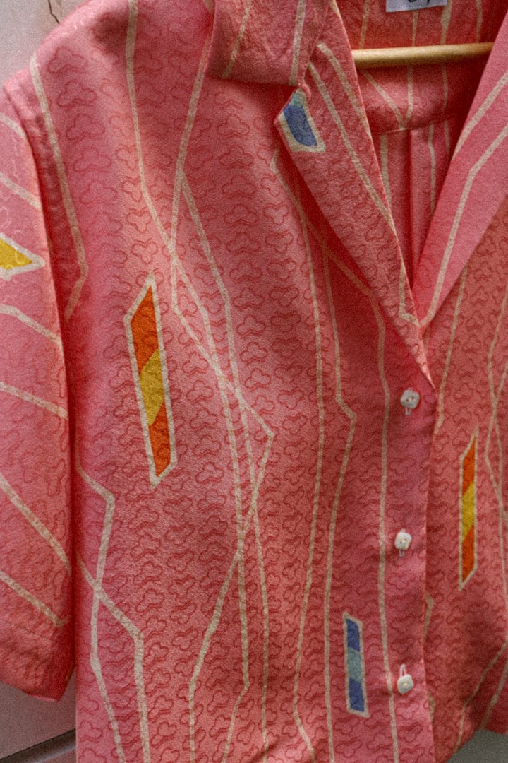 Pastel Pink-Crop Kimono Hawaiian Shirt