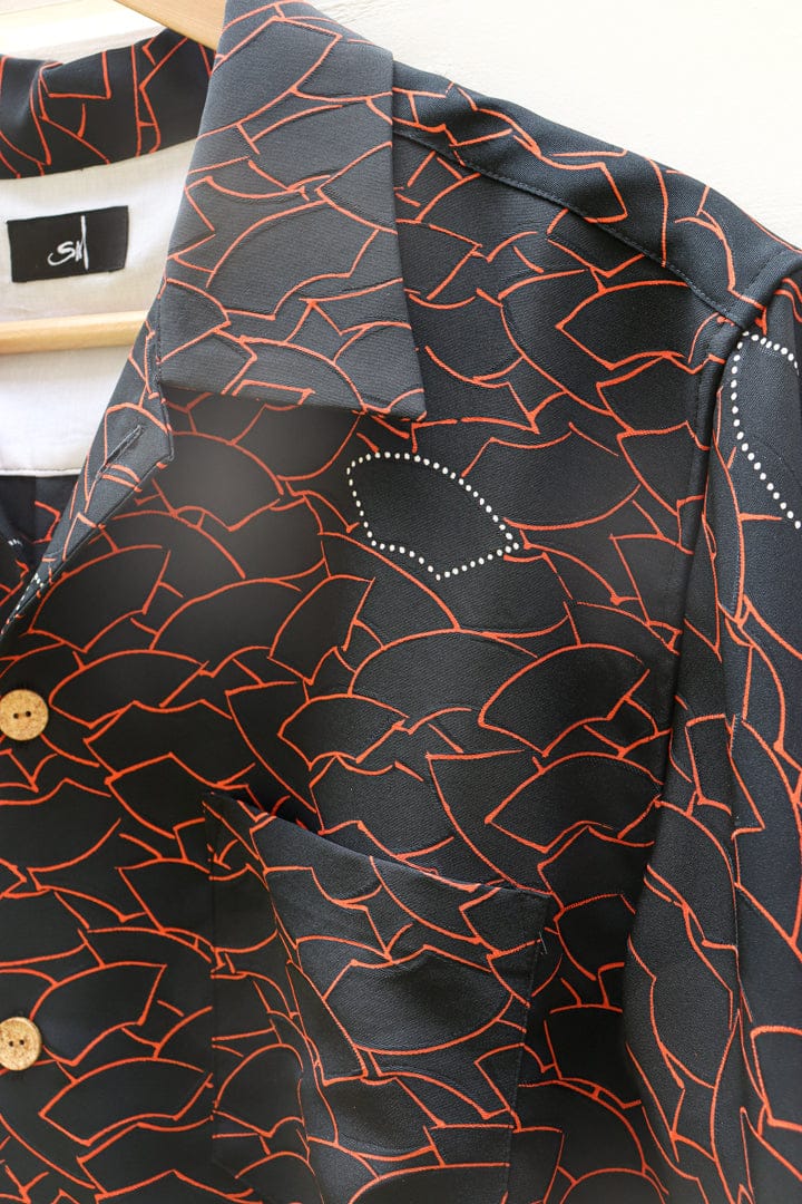 Black Ogi-Kimono Hawaiian Shirt