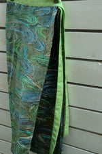 画像をギャラリービューアに読み込む, Emerald Green-Kimono wrap skirt
