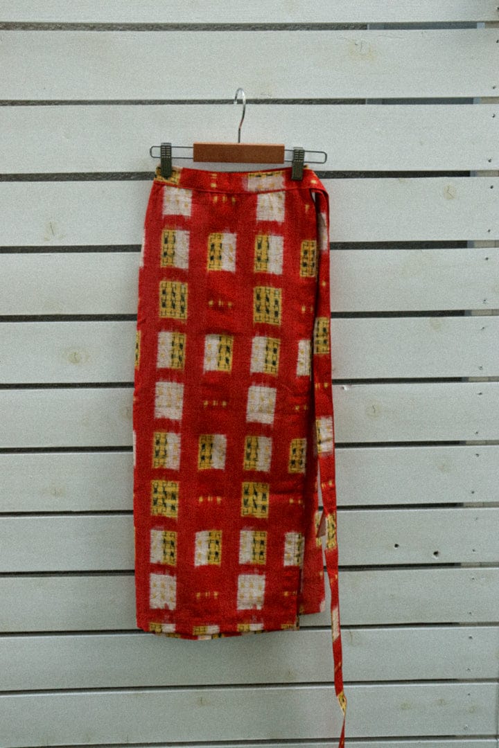 Red Square-Kimono wrap skirt