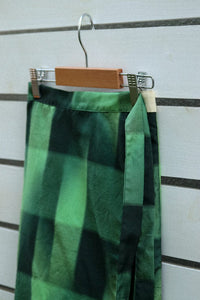 Green Plaid-Kimono wrap skirt