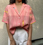 画像をギャラリービューアに読み込む, Pastel Pink-Crop Kimono Hawaiian Shirt
