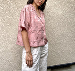 画像をギャラリービューアに読み込む, Baby Pink-Crop Kimono Hawaiian Shirt
