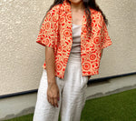 画像をギャラリービューアに読み込む, Red Flower-Crop Kimono Hawaiian Shirt
