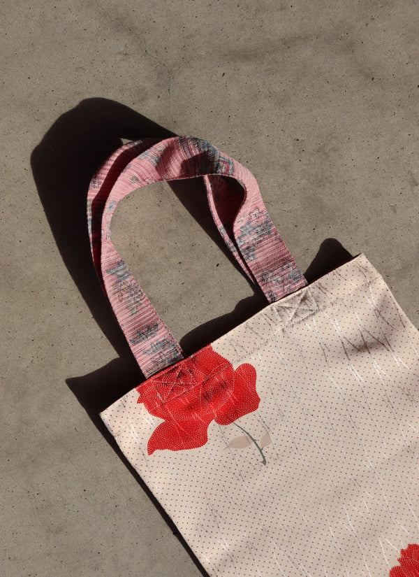 Kimono Tote Pink  And White Bag