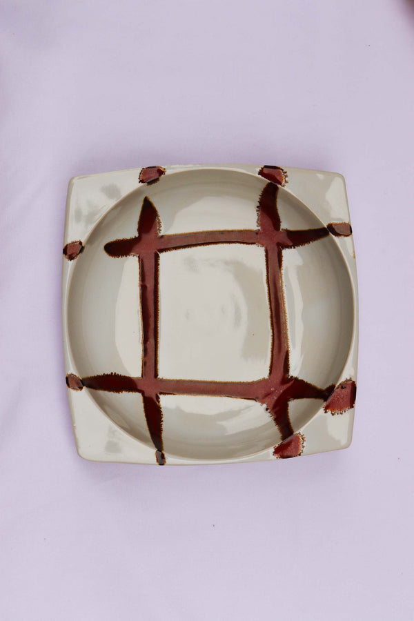 White Brown Vintage Plate 