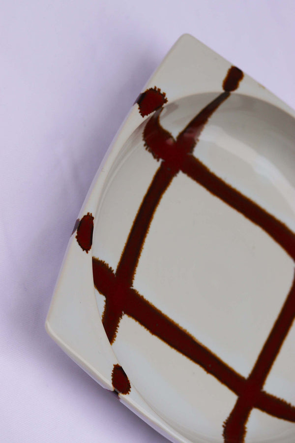 White Brown Vintage Plate 